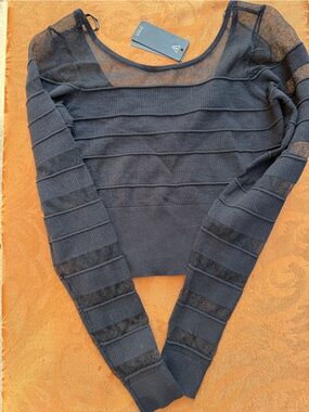 Guess Black Mesh-Panel Crop Top